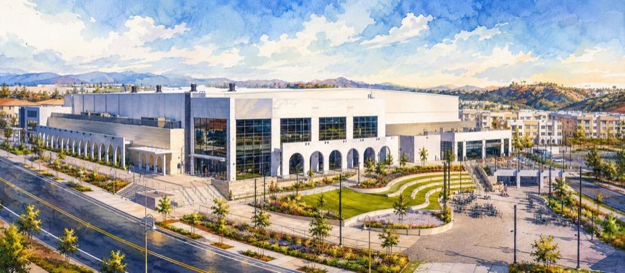 Illustrated rendering of Frontwave Arena, Oceanside